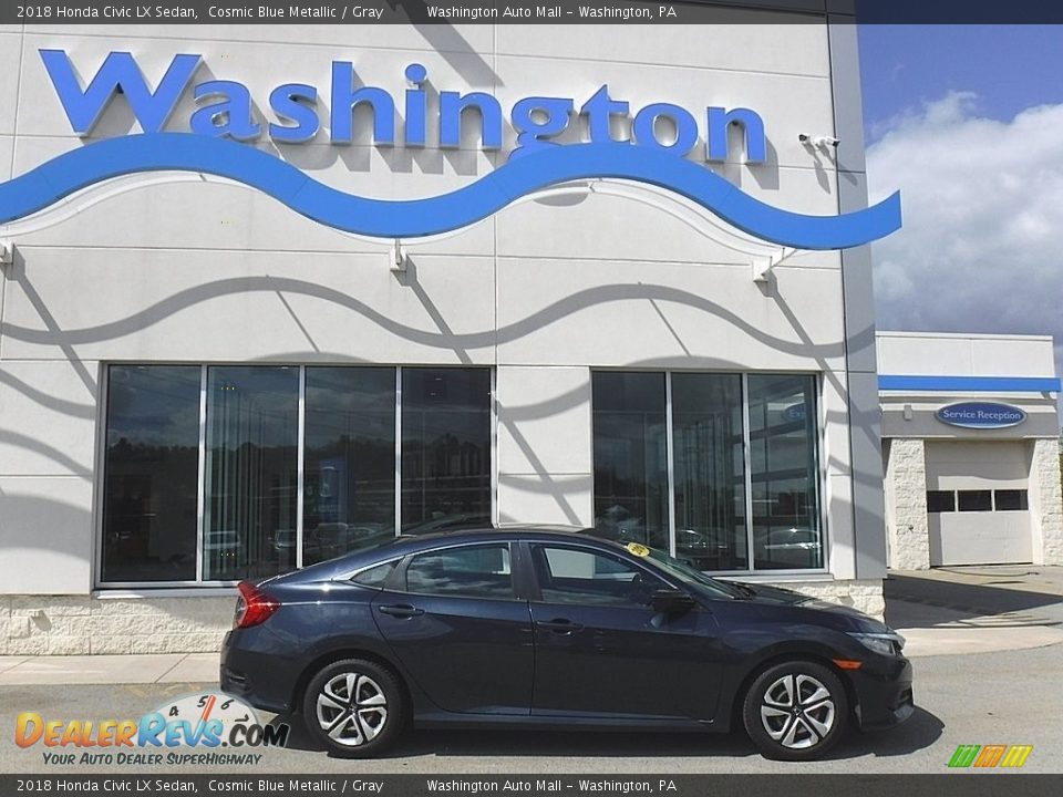 2018 Honda Civic LX Sedan Cosmic Blue Metallic / Gray Photo #1