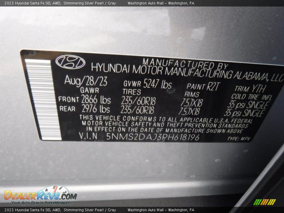 2023 Hyundai Santa Fe SEL AWD Shimmering Silver Pearl / Gray Photo #28