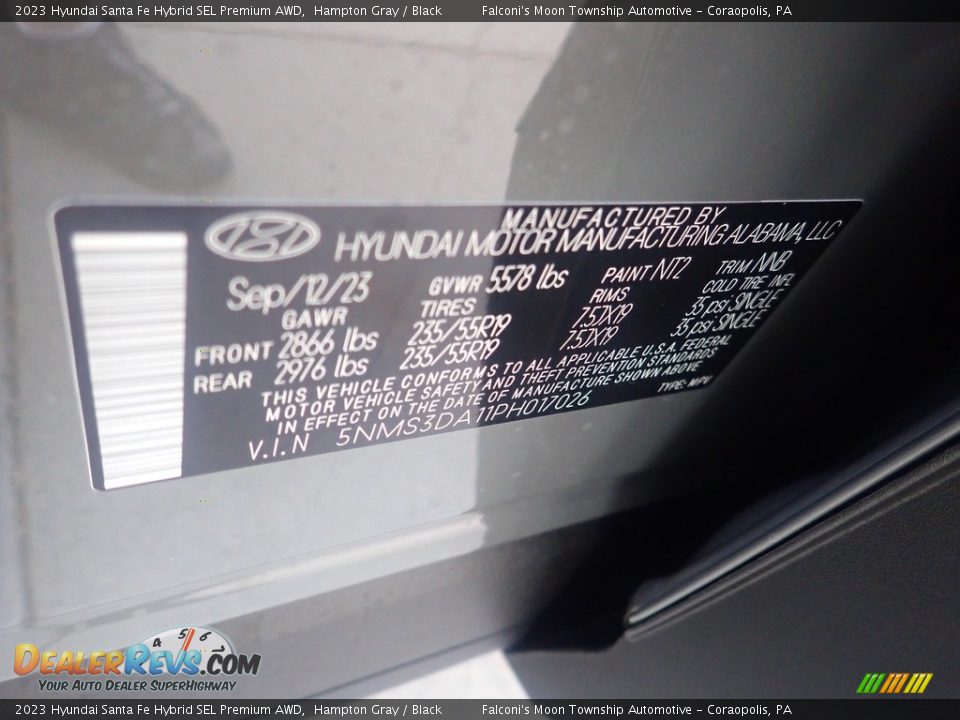 2023 Hyundai Santa Fe Hybrid SEL Premium AWD Hampton Gray / Black Photo #18