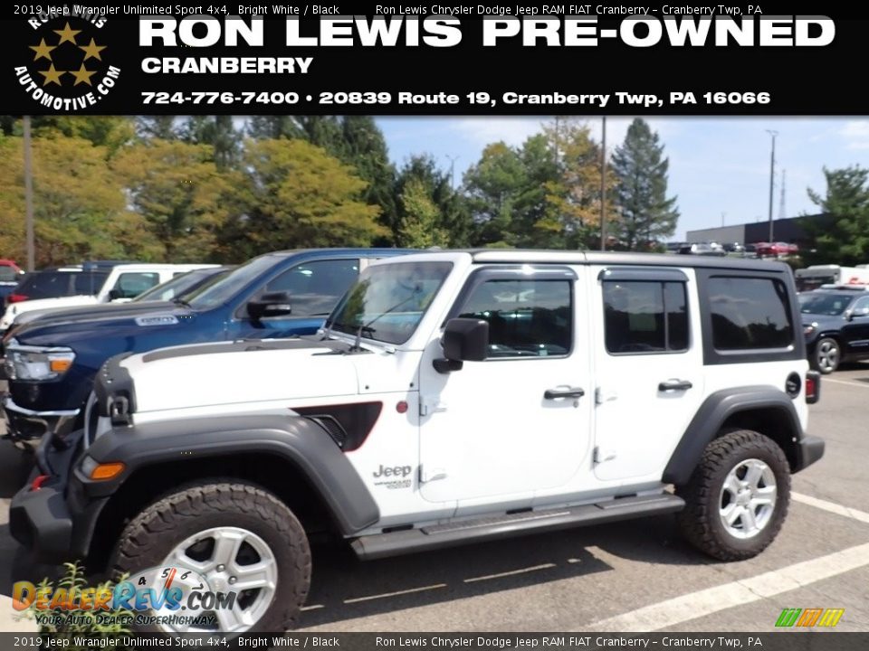 2019 Jeep Wrangler Unlimited Sport 4x4 Bright White / Black Photo #1