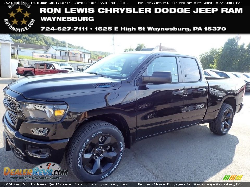 2024 Ram 1500 Tradesman Quad Cab 4x4 Diamond Black Crystal Pearl / Black Photo #1