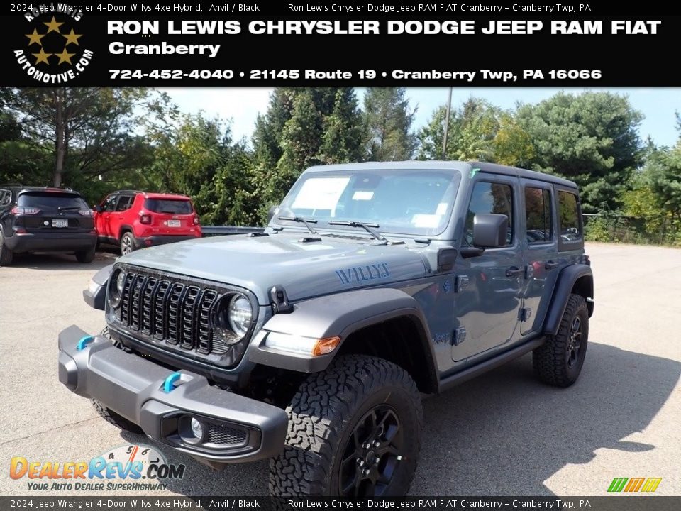 2024 Jeep Wrangler 4-Door Willys 4xe Hybrid Anvil / Black Photo #1