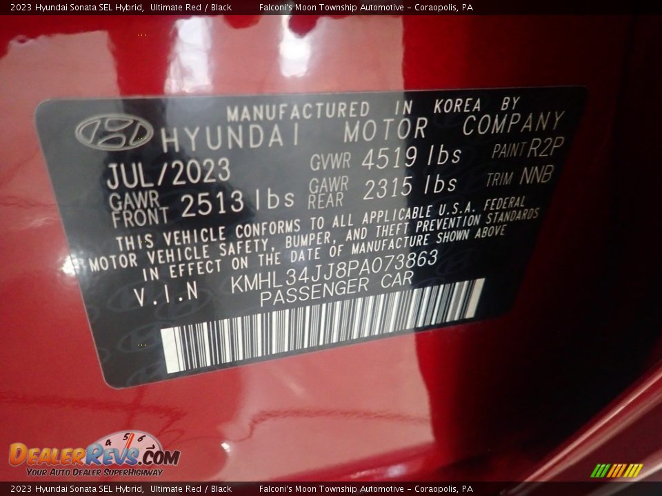 2023 Hyundai Sonata SEL Hybrid Ultimate Red / Black Photo #18