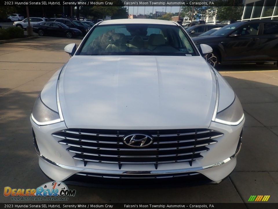 Serenity White 2023 Hyundai Sonata SEL Hybrid Photo #7