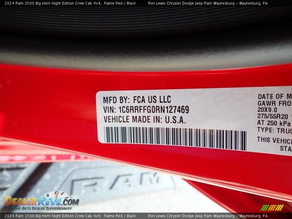 2024 Ram 1500 Big Horn Night Edition Crew Cab 4x4 Flame Red / Black Photo #16