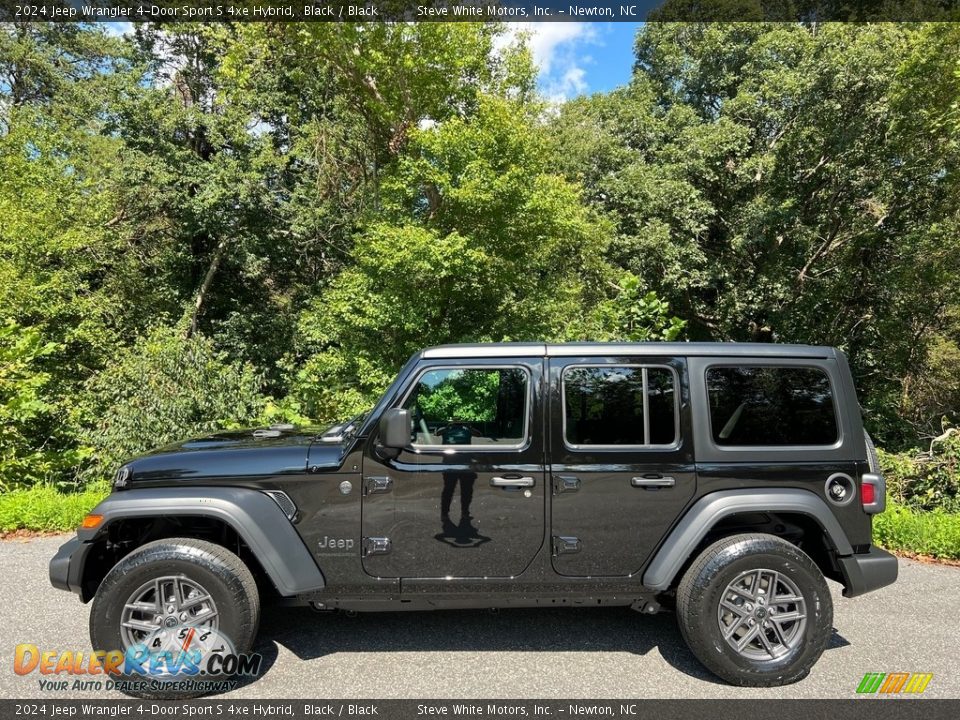 Black 2024 Jeep Wrangler 4-Door Sport S 4xe Hybrid Photo #1