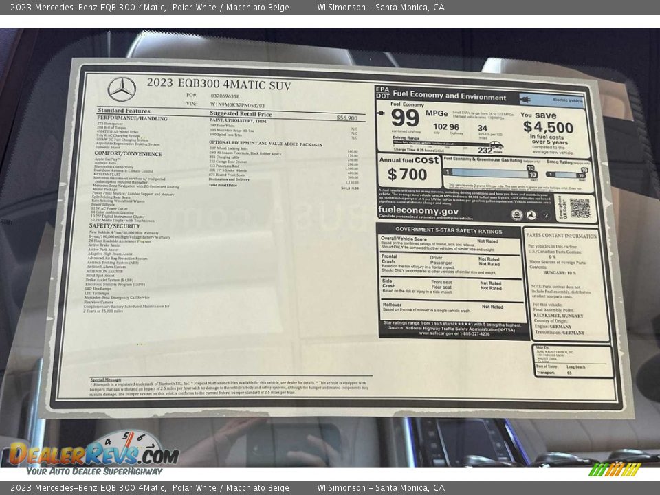 2023 Mercedes-Benz EQB 300 4Matic Window Sticker Photo #24