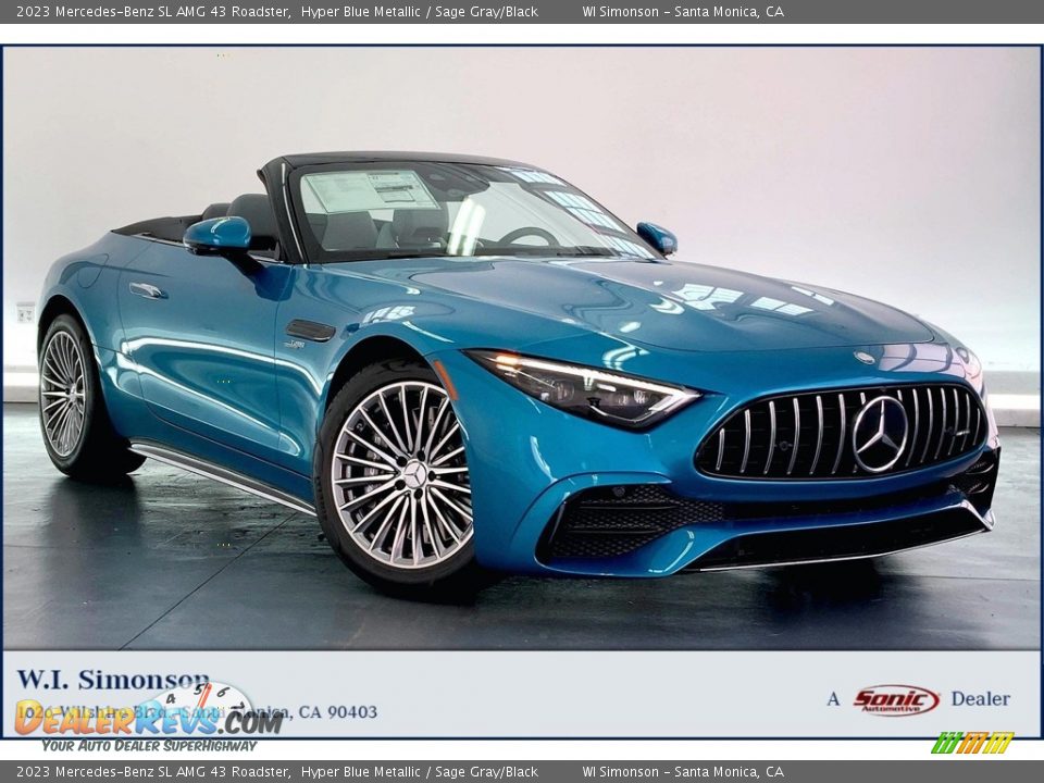 2023 Mercedes-Benz SL AMG 43 Roadster Hyper Blue Metallic / Sage Gray/Black Photo #1