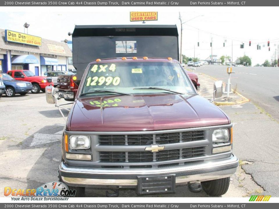 2000 Chevrolet Silverado 3500 Crew Cab 4x4 Chassis Dump Truck Dark Carmine Red Metallic / Gray Photo #2