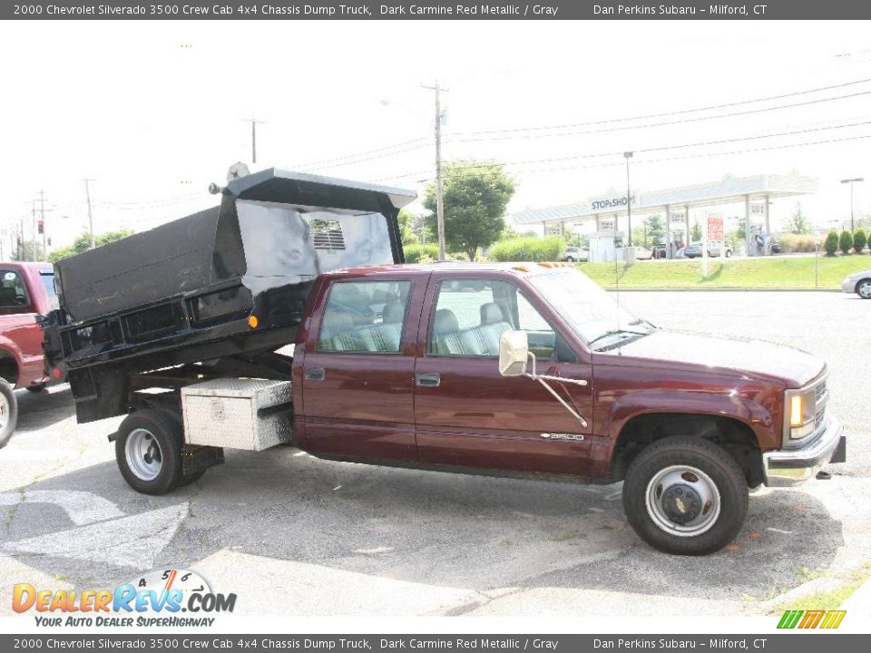 2000 Chevrolet Silverado 3500 Crew Cab 4x4 Chassis Dump Truck Dark Carmine Red Metallic / Gray Photo #4