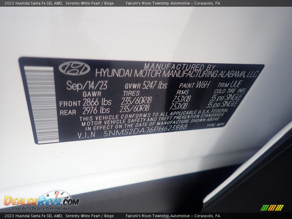2023 Hyundai Santa Fe SEL AWD Serenity White Pearl / Beige Photo #18
