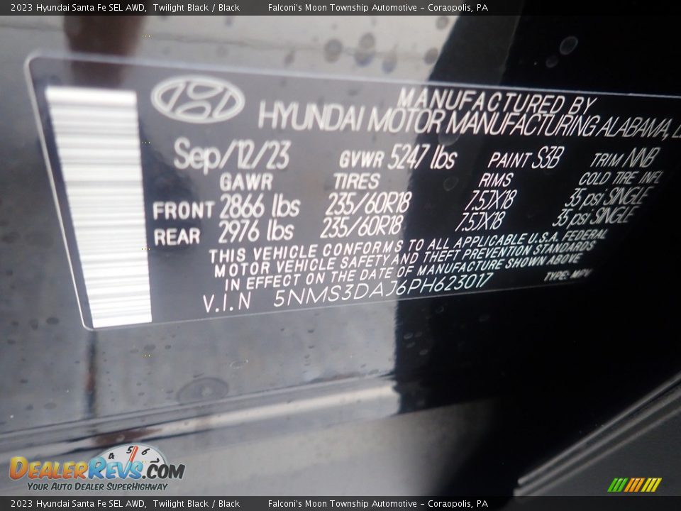 2023 Hyundai Santa Fe SEL AWD Twilight Black / Black Photo #18