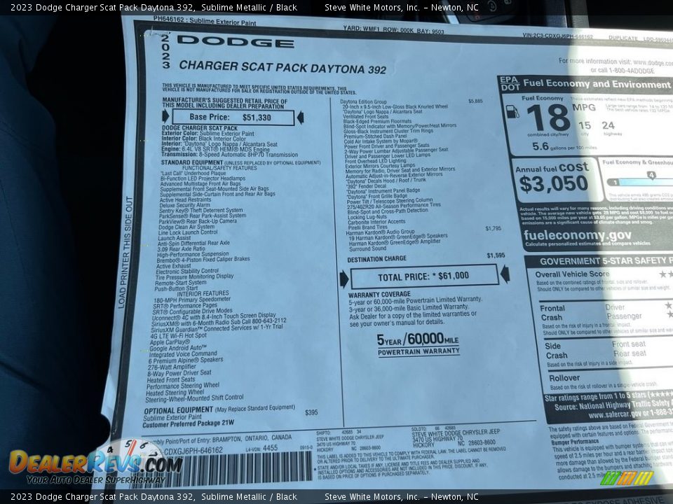 2023 Dodge Charger Scat Pack Daytona 392 Sublime Metallic / Black Photo #27
