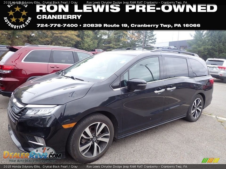 2018 Honda Odyssey Elite Crystal Black Pearl / Gray Photo #1