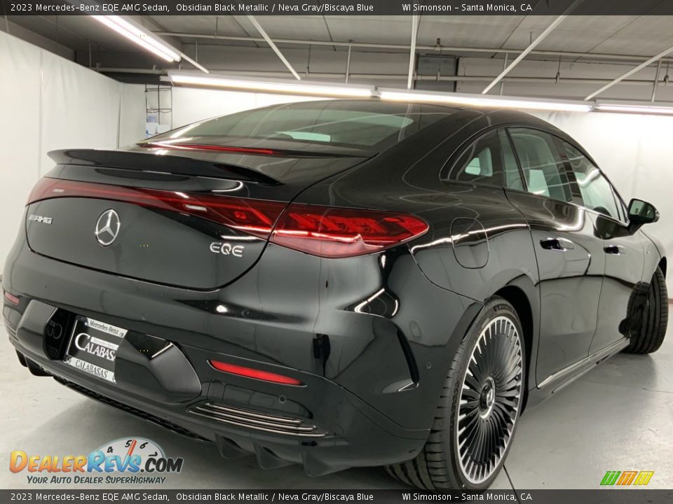 2023 Mercedes-Benz EQE AMG Sedan Obsidian Black Metallic / Neva Gray/Biscaya Blue Photo #4