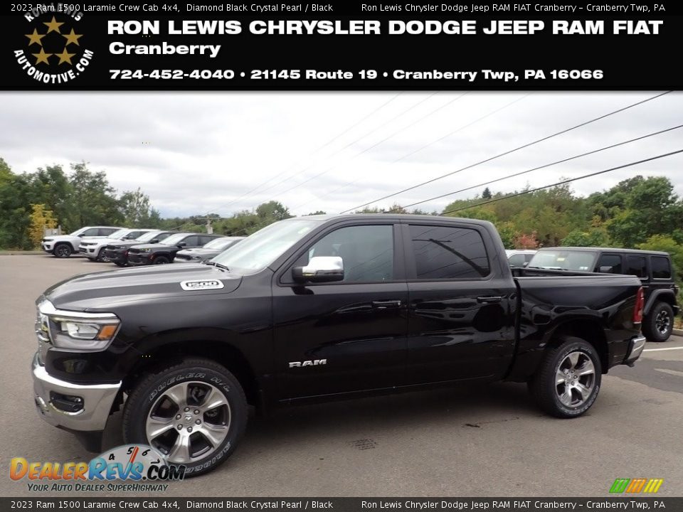 2023 Ram 1500 Laramie Crew Cab 4x4 Diamond Black Crystal Pearl / Black Photo #1