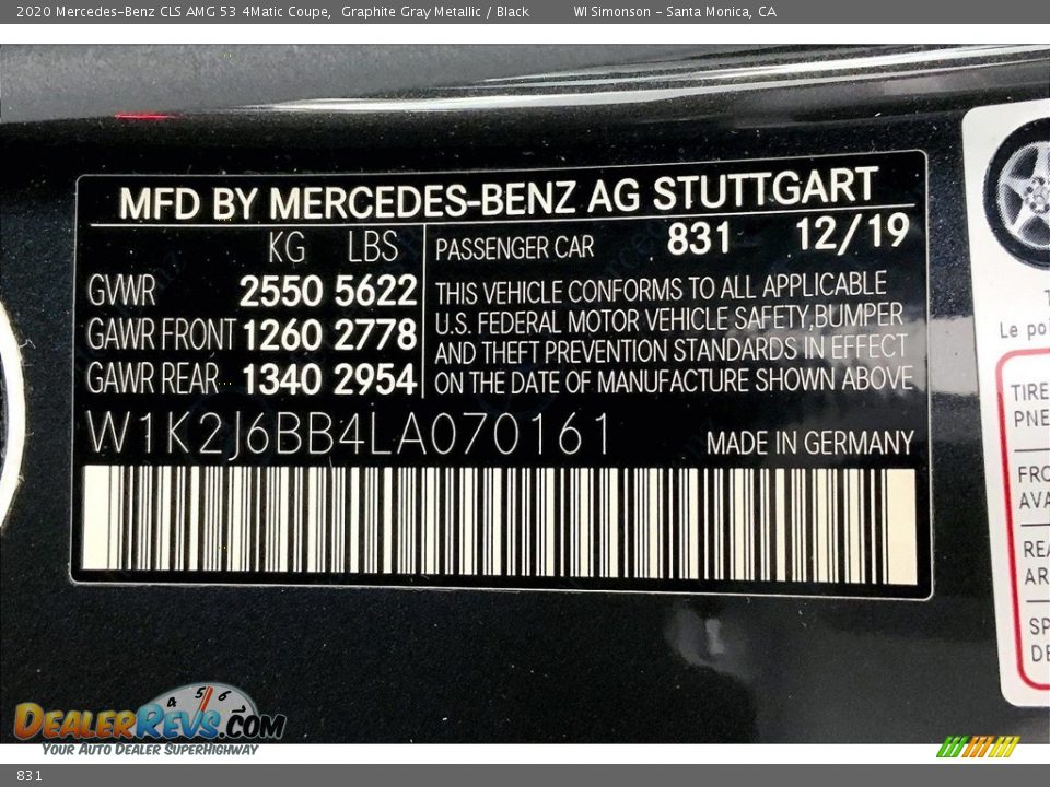 Mercedes-Benz Color Code 831 Graphite Gray Metallic