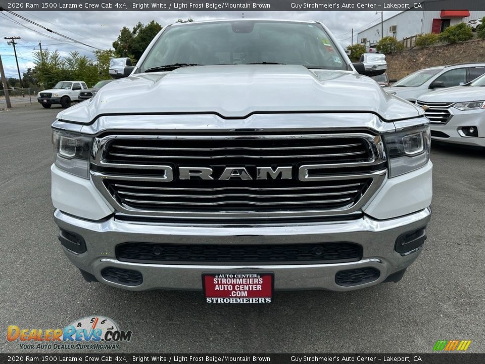 2020 Ram 1500 Laramie Crew Cab 4x4 Bright White / Light Frost Beige/Mountain Brown Photo #2