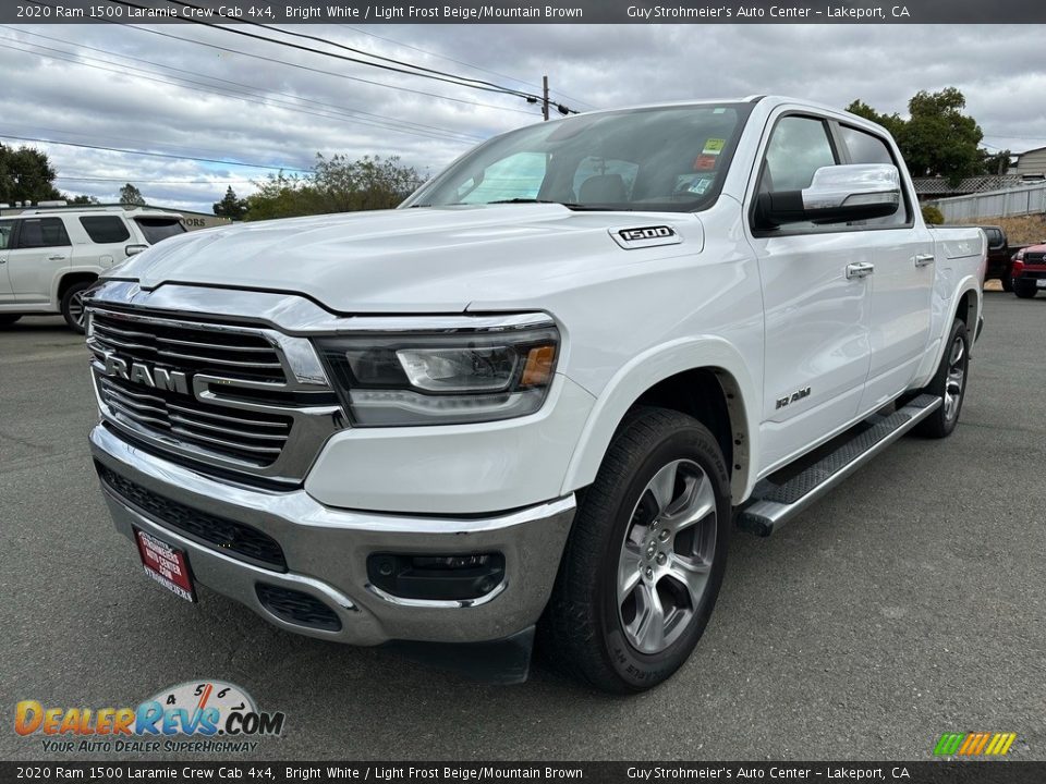 2020 Ram 1500 Laramie Crew Cab 4x4 Bright White / Light Frost Beige/Mountain Brown Photo #3