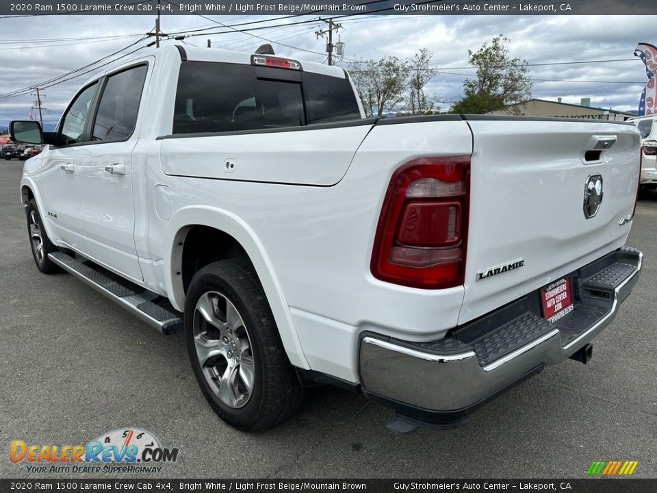 2020 Ram 1500 Laramie Crew Cab 4x4 Bright White / Light Frost Beige/Mountain Brown Photo #4