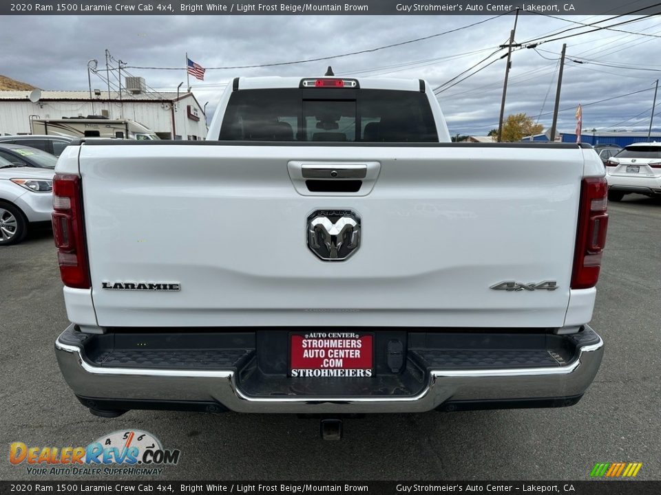 2020 Ram 1500 Laramie Crew Cab 4x4 Bright White / Light Frost Beige/Mountain Brown Photo #5