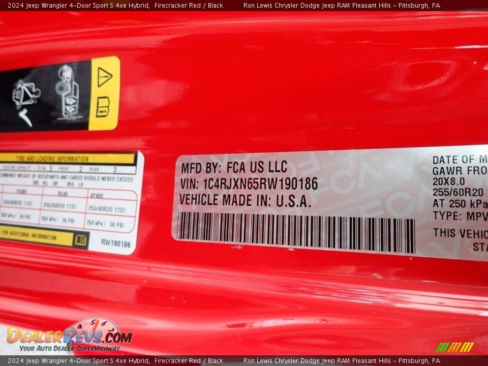2024 Jeep Wrangler 4-Door Sport S 4xe Hybrid Firecracker Red / Black Photo #15