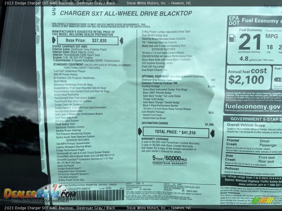 2023 Dodge Charger SXT AWD Blacktop Window Sticker Photo #28