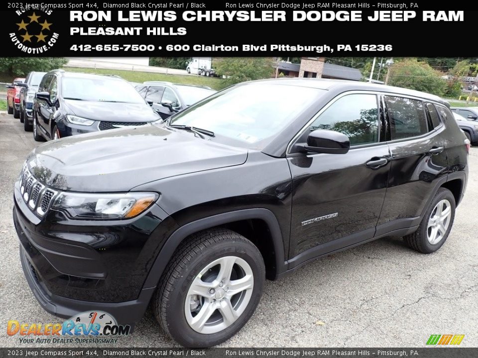 2023 Jeep Compass Sport 4x4 Diamond Black Crystal Pearl / Black Photo #1