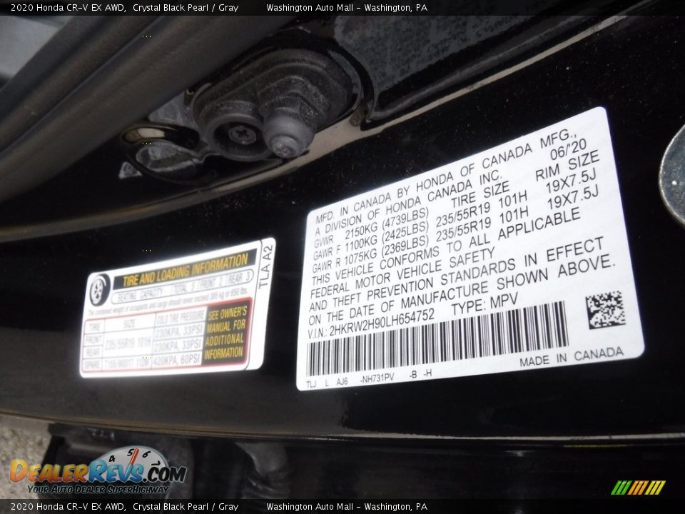 2020 Honda CR-V EX AWD Crystal Black Pearl / Gray Photo #32