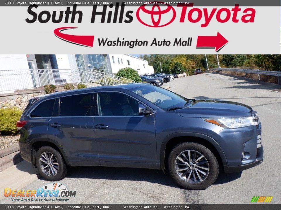 2018 Toyota Highlander XLE AWD Shoreline Blue Pearl / Black Photo #2