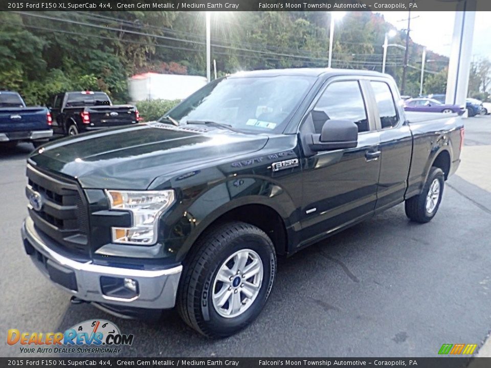 2015 Ford F150 XL SuperCab 4x4 Green Gem Metallic / Medium Earth Gray Photo #7