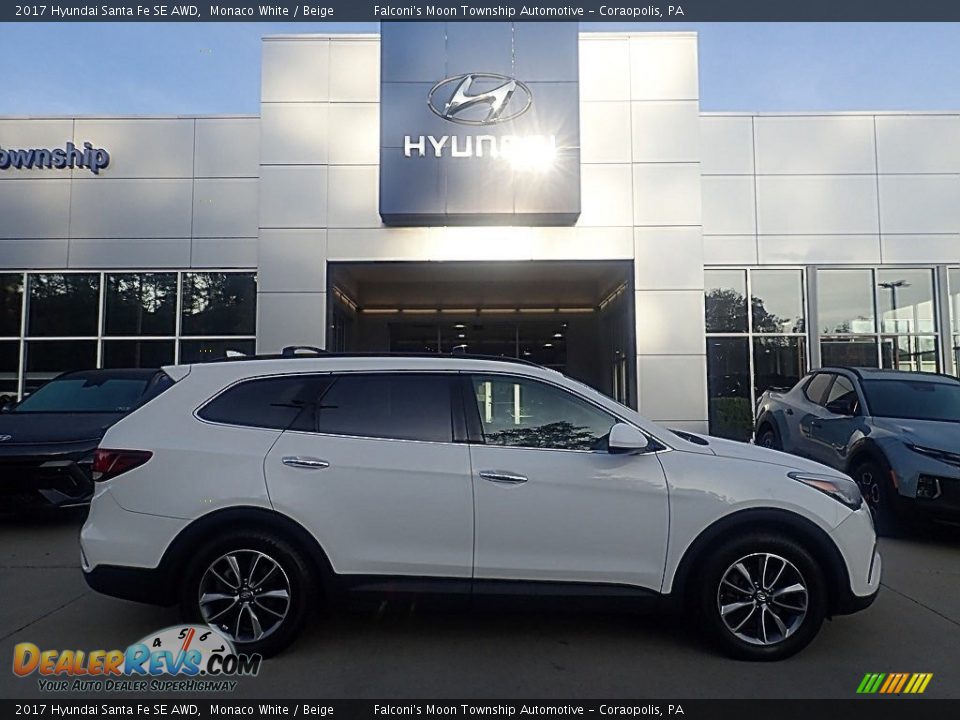 2017 Hyundai Santa Fe SE AWD Monaco White / Beige Photo #1