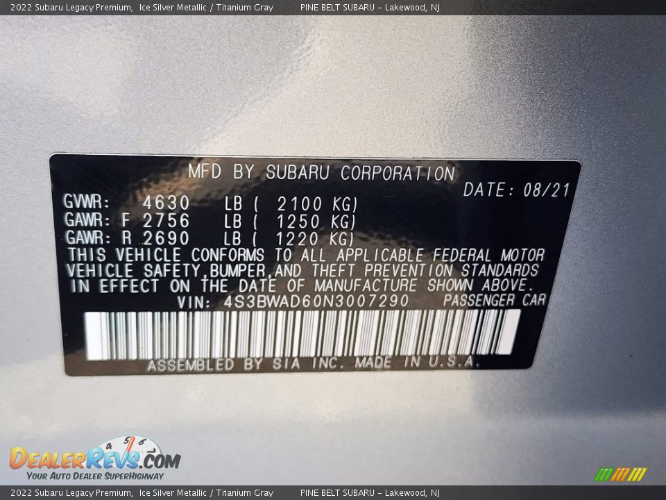 2022 Subaru Legacy Premium Ice Silver Metallic / Titanium Gray Photo #34