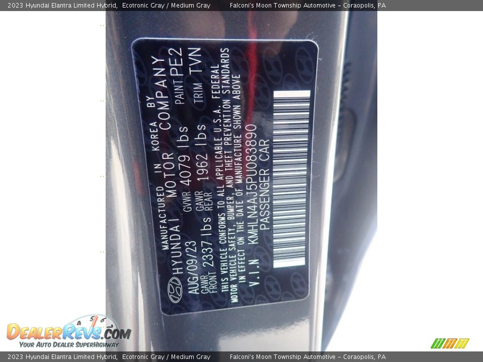2023 Hyundai Elantra Limited Hybrid Ecotronic Gray / Medium Gray Photo #18