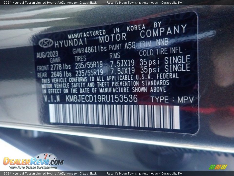 2024 Hyundai Tucson Limited Hybrid AWD Amazon Gray / Black Photo #18