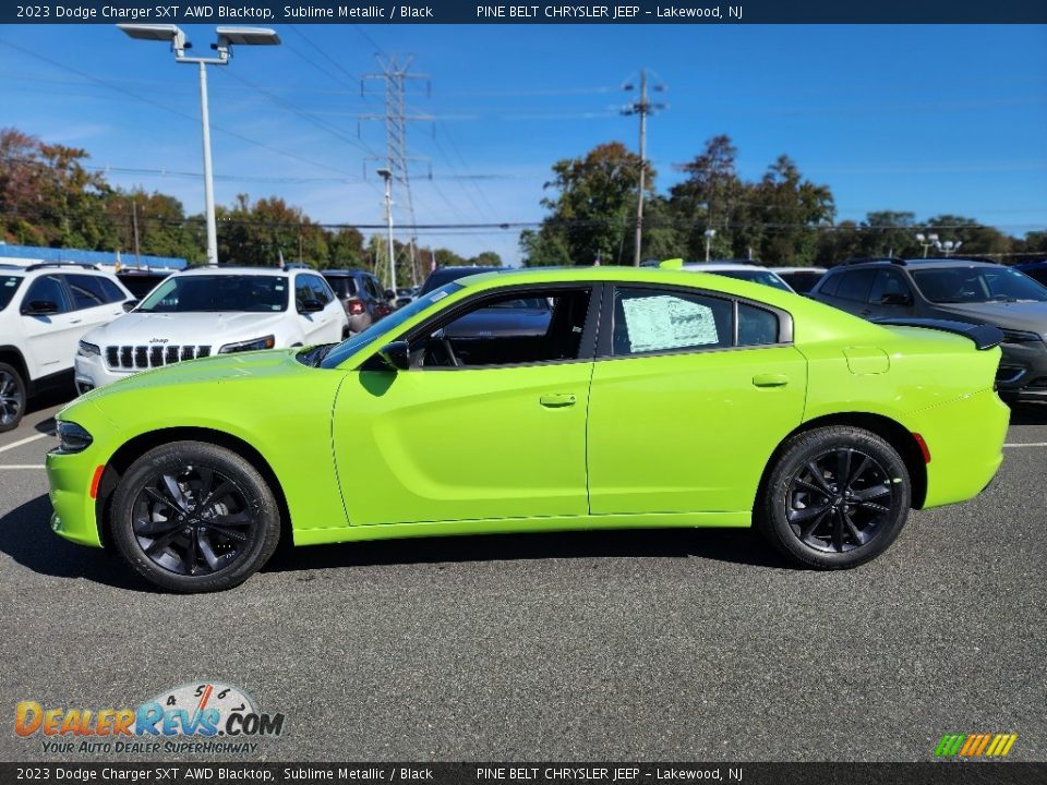 Sublime Metallic 2023 Dodge Charger SXT AWD Blacktop Photo #3