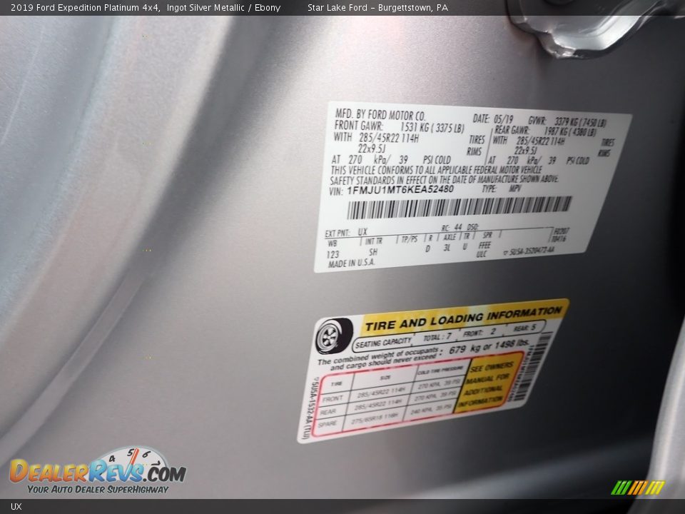 Ford Color Code UX Ingot Silver Metallic