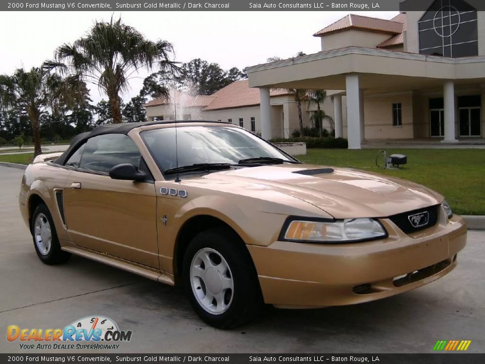 2000 Ford Mustang V6 Convertible Sunburst Gold Metallic / Dark Charcoal Photo #1