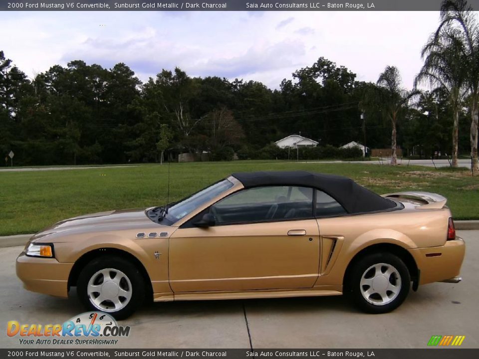 2000 Ford Mustang V6 Convertible Sunburst Gold Metallic / Dark Charcoal Photo #9