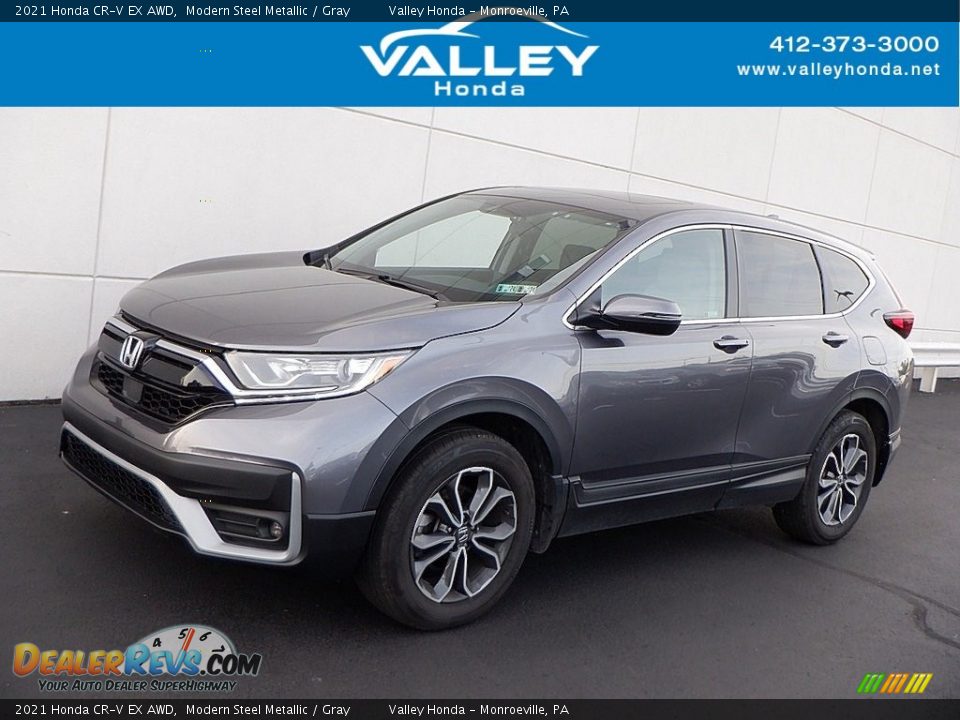 2021 Honda CR-V EX AWD Modern Steel Metallic / Gray Photo #1