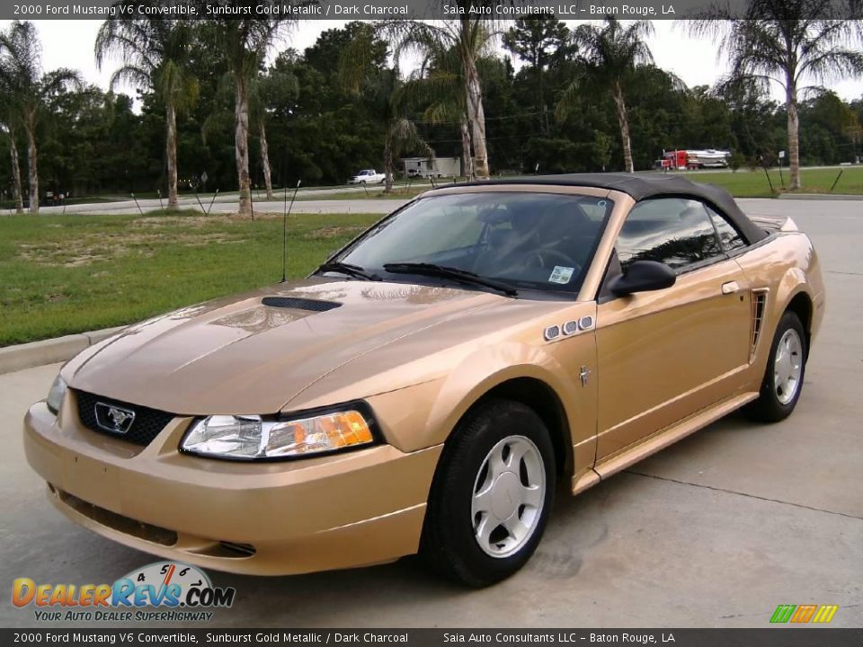 2000 Ford Mustang V6 Convertible Sunburst Gold Metallic / Dark Charcoal Photo #10