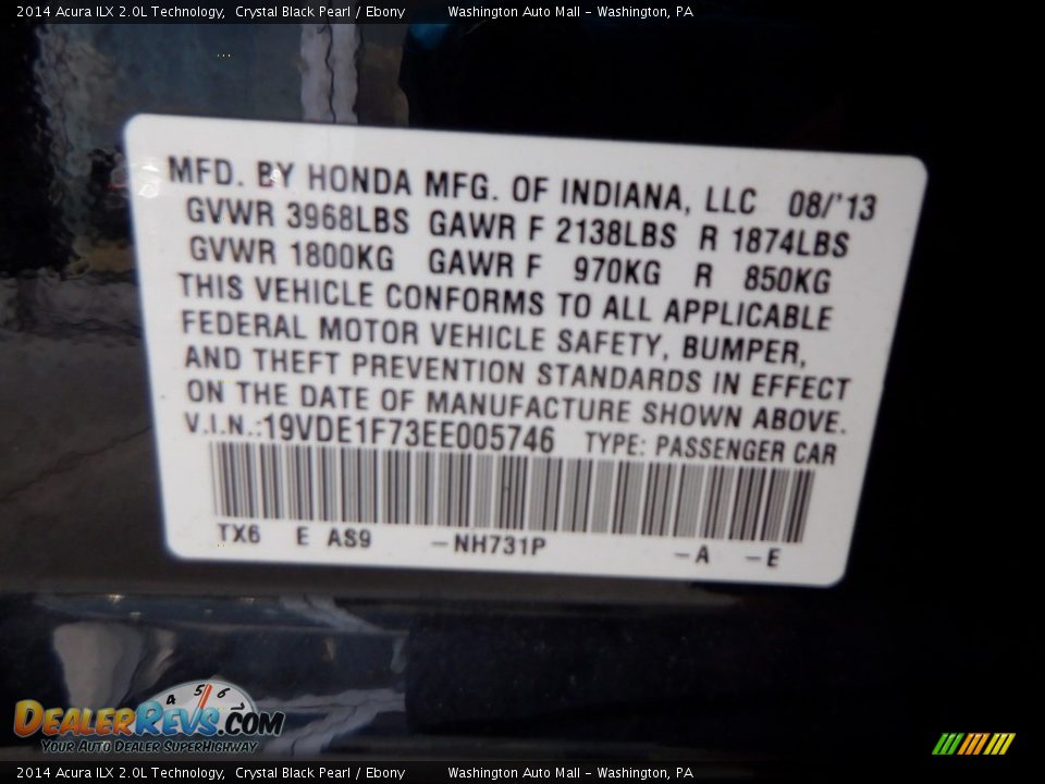 2014 Acura ILX 2.0L Technology Crystal Black Pearl / Ebony Photo #32