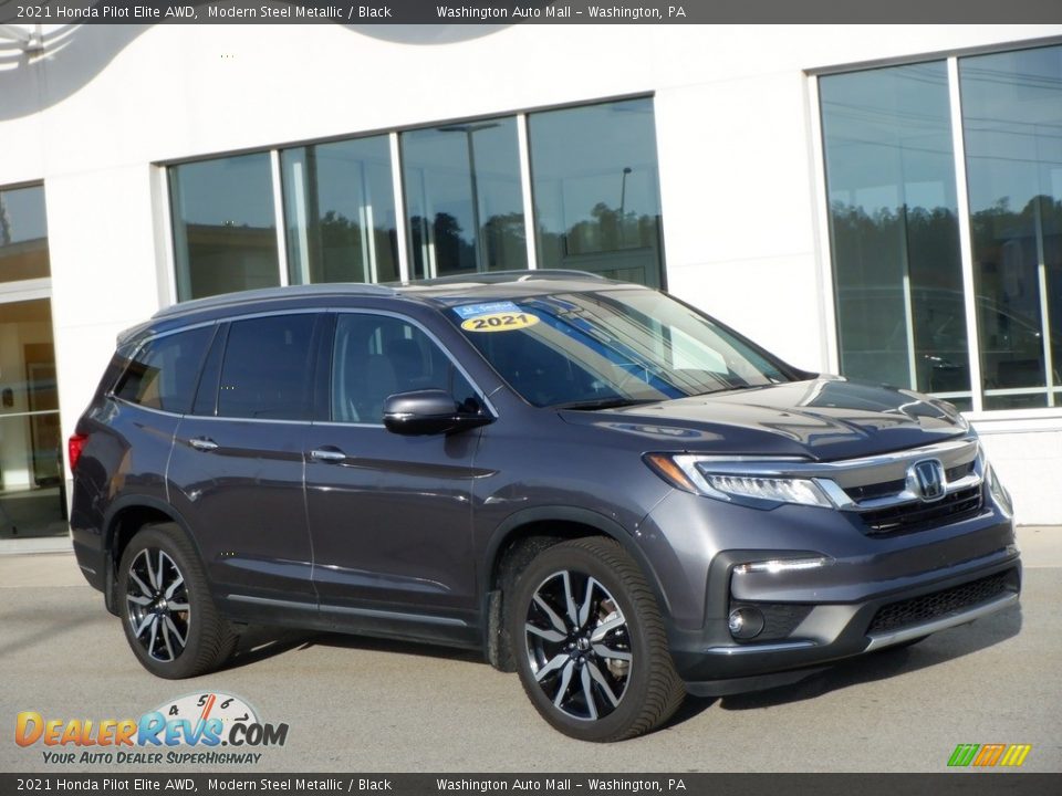 2021 Honda Pilot Elite AWD Modern Steel Metallic / Black Photo #1