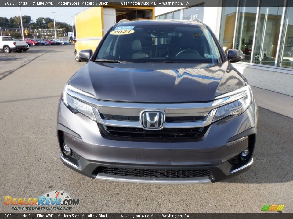 2021 Honda Pilot Elite AWD Modern Steel Metallic / Black Photo #12