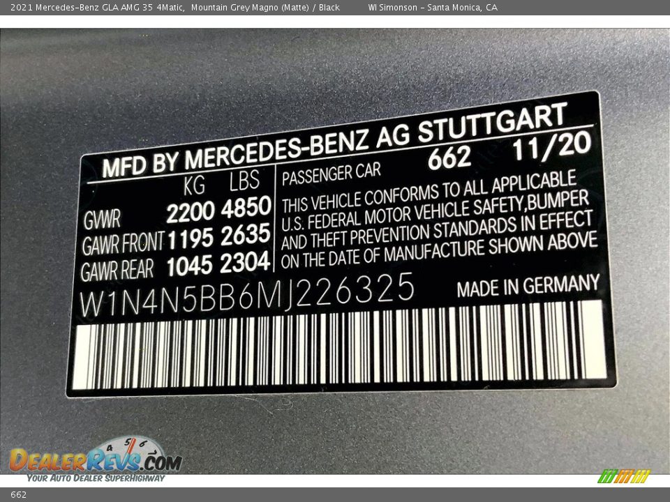 662 - 2021 Mercedes-Benz GLA