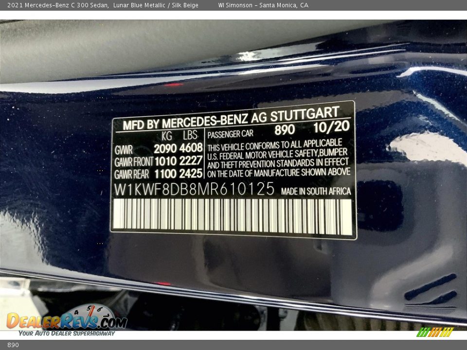 Mercedes-Benz Color Code 890 Lunar Blue Metallic