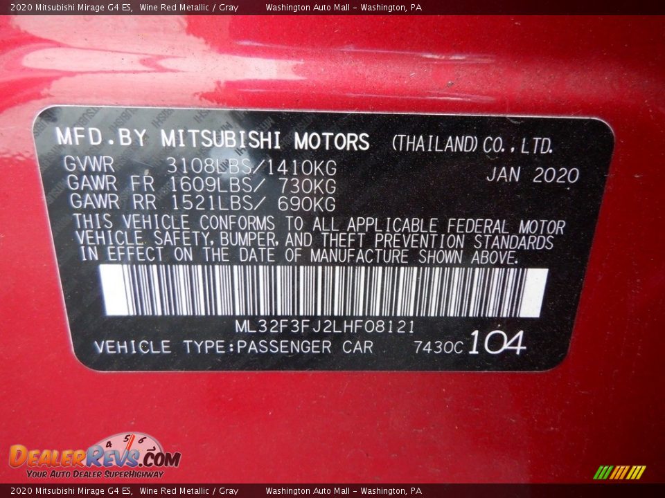2020 Mitsubishi Mirage G4 ES Wine Red Metallic / Gray Photo #24