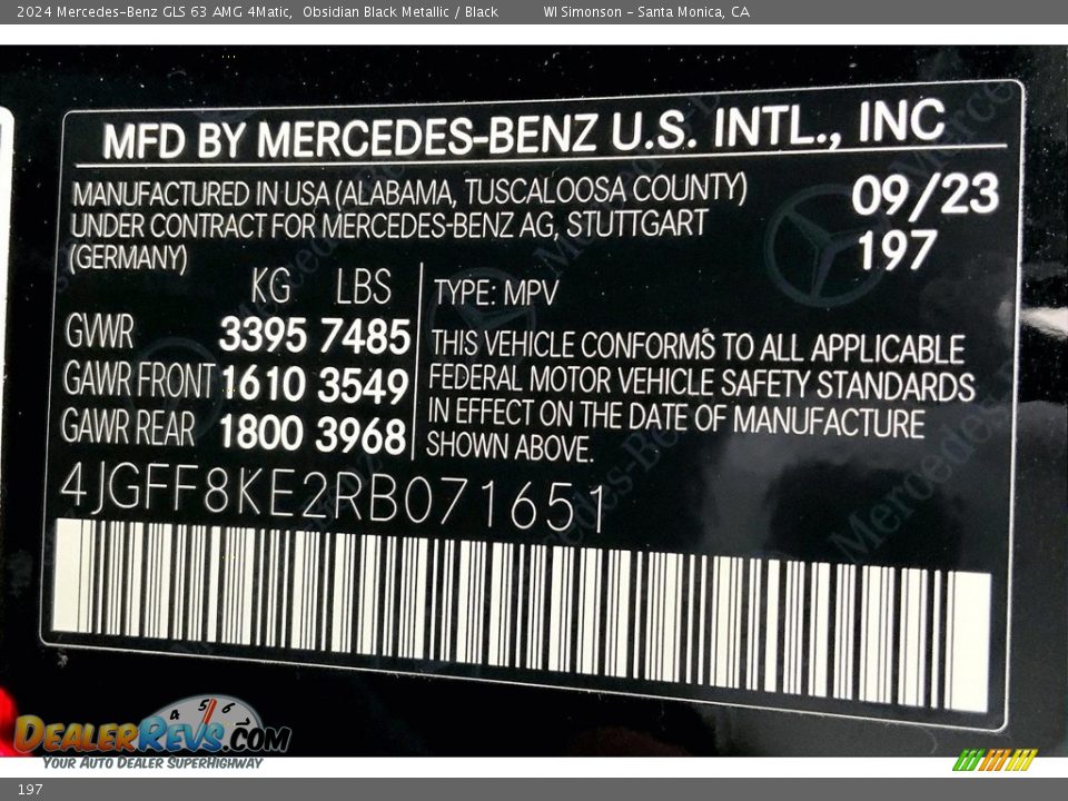 Mercedes-Benz Color Code 197 Obsidian Black Metallic