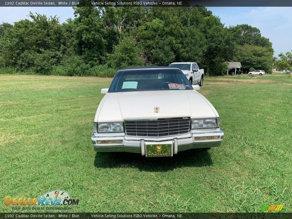 1992 Cadillac DeVille Sedan White / Blue Photo #2