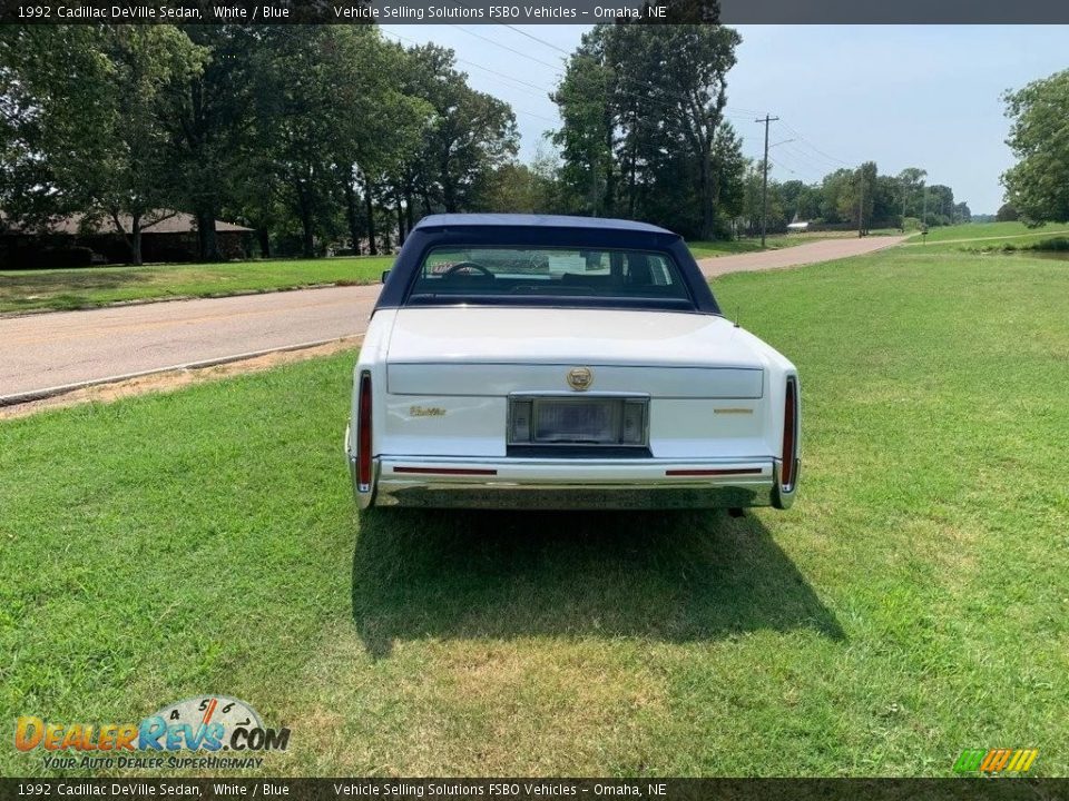 1992 Cadillac DeVille Sedan White / Blue Photo #4